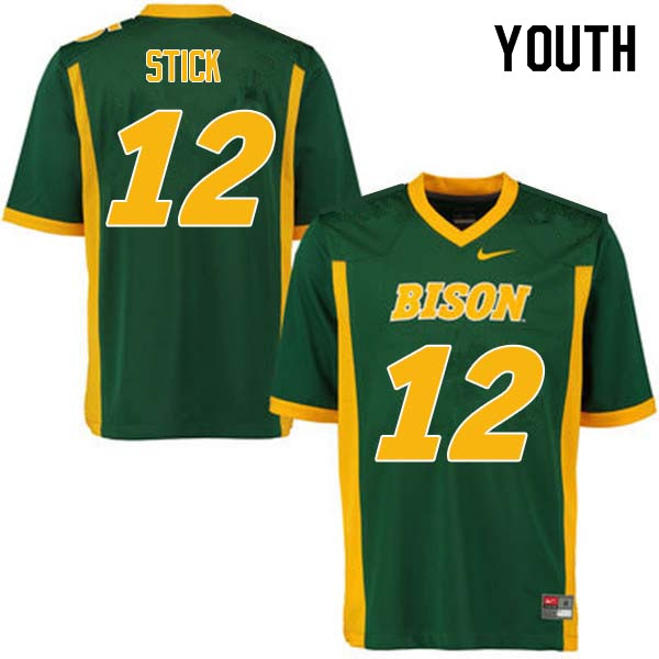 Youth #12 Easton Stick North Dakota State Bison College Football Jerseys Sale-Green - Click Image to Close